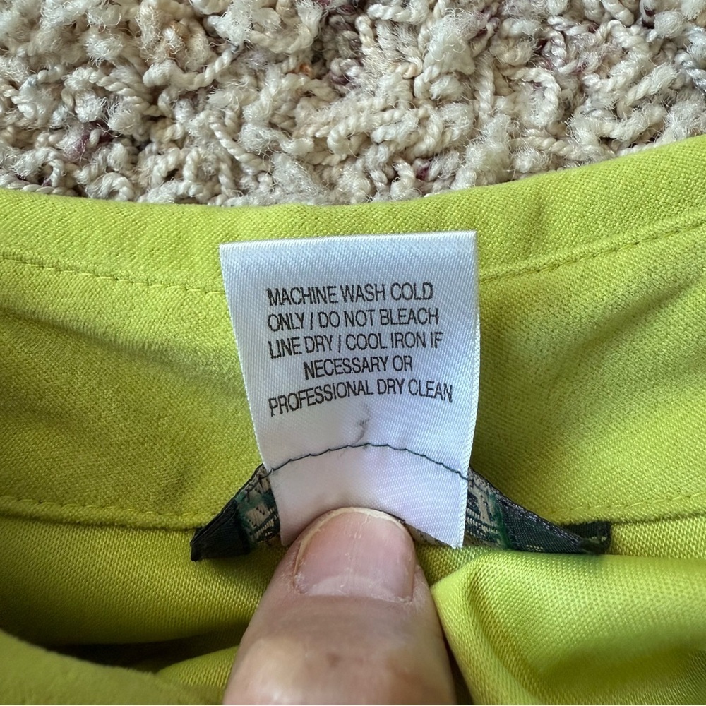 Harve Benard Petites Vintage Y2K Neon Chartreuse Green Blazer Shirt Medium - Picture 7 of 8